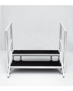 2-STEP ADJUSTABLE, FOLDING STAIRS FOR STAGE 400-600MM HIGH WITH HANDRAILS