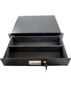 2RU 355mm  deep 19" Rack Mount Draw Equipment Cabinet Locking Lockable with removable dividers 