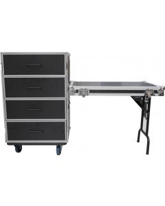 CaseToGo 4 draw Utility Road case with a DJ-Utility Table