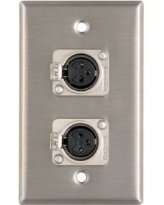 Stainless Steel Wall Plate DUEL XLR sockets Female