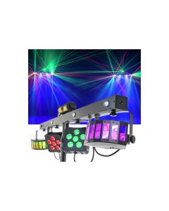 CR 71056 Mix Party GigBar Pro 2 X Derby 2 X LED Par 4 X UV/Strobe and RG Laser with Wireless footswitch Controller Stand and Carry bag