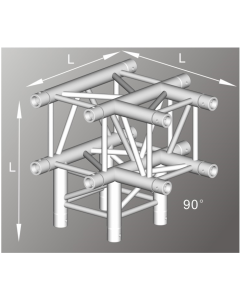 Alutruss ALU44105B aluminium four-way / 4-way box truss corner / 290MM