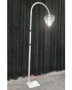 White telescopic chandelier / mirror ball stand - 4.8m max height
