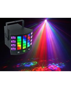 Light Emotion DERBY4 4-In-1 Lighting Effect: Gobo Derby, UV, Strobe And RG Mini Laser. Infra Red Control.