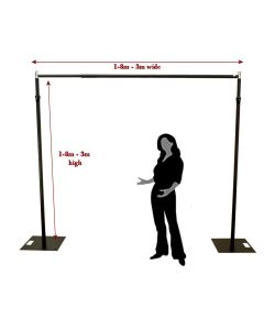 3m x 3m, 45cm base plates, BLACK Pipe and Drape support system / Wedding Event backdrop - 3m max height