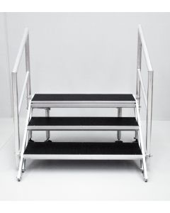 3-STEP ADJUSTABLE, FOLDING STAIRS FOR STAGE 600-800MM HIGH WITH HANDRAILS