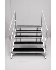 5-step stairs for stage 800-1200mm high x1220mm wide with handrails