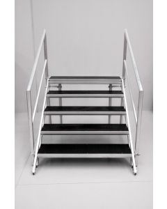 5-step stairs for stage 800-1200mm high x1220mm wide with handrails