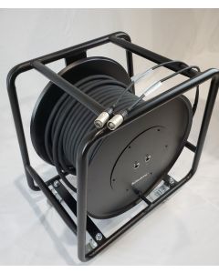 DUAL Tour-Grade Ruggedised Cat6 SF/UTP Network Cable 50m roll RJ45 Neutrik on steel reel on castors