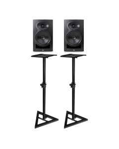 KALI AUDIO LP-8 2nd Wave 8" 2-WAY ACTIVE STUDIO MONITOR PAIR BLACK  WITH DB039 FLOOR STANDS