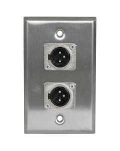 Stainless Steel Wall Plate DUEL XLR sockets MALE