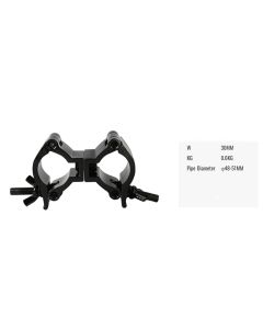 Clamp - Aluminium BLACK double swivel coupler suit 48-51mm truss / pipe TUV Rated 100KG