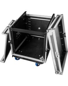 CASETOGO 19" 9U AMP / 12RU MIXER SLANTED FLIGHT ROAD CASE WITH WHEELS