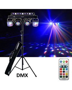 5 in 1 Party Set Light LED Parcan, Derby Light UV Bar + Stand & Remote