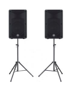Pair of Yamaha DBR12 12” 2-way Powered Loudspeakers With bonus speaker stands