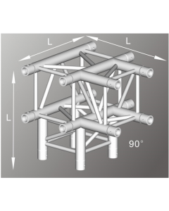 Alutruss ALU44105B aluminium four-way / 4-way box truss corner / 290MM