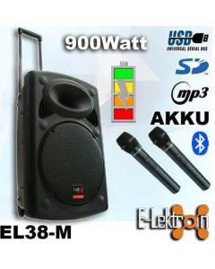 E-Lektron EL38-M Battery Operated Media Player with 2 Microphones, Bluetooth & FM-Radio